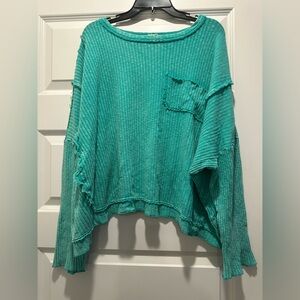 Easel Women’s Size M Oversized Wide Loose Fit Exposed Seam Tunic Top Sweater